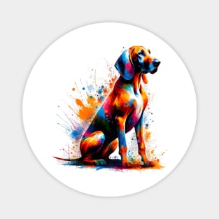 Vibrant Hanoverian Scenthound in Abstract Splash Art Magnet